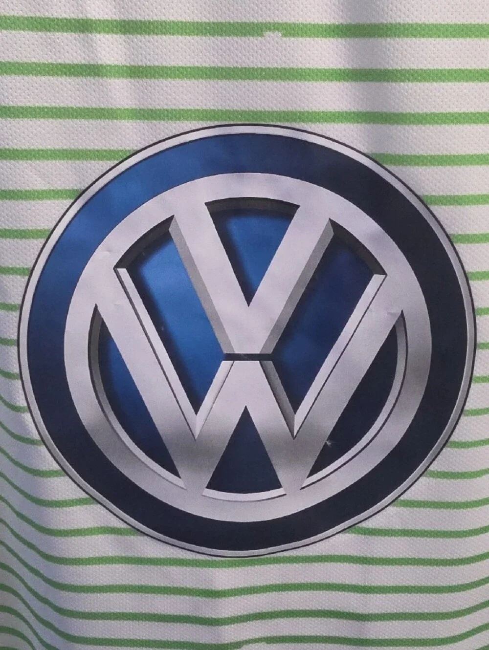 Nike VfL Wolfsburg Striped Soccer Jersey - Lime Green & White with Blue Accents - Picture 4 of 10
